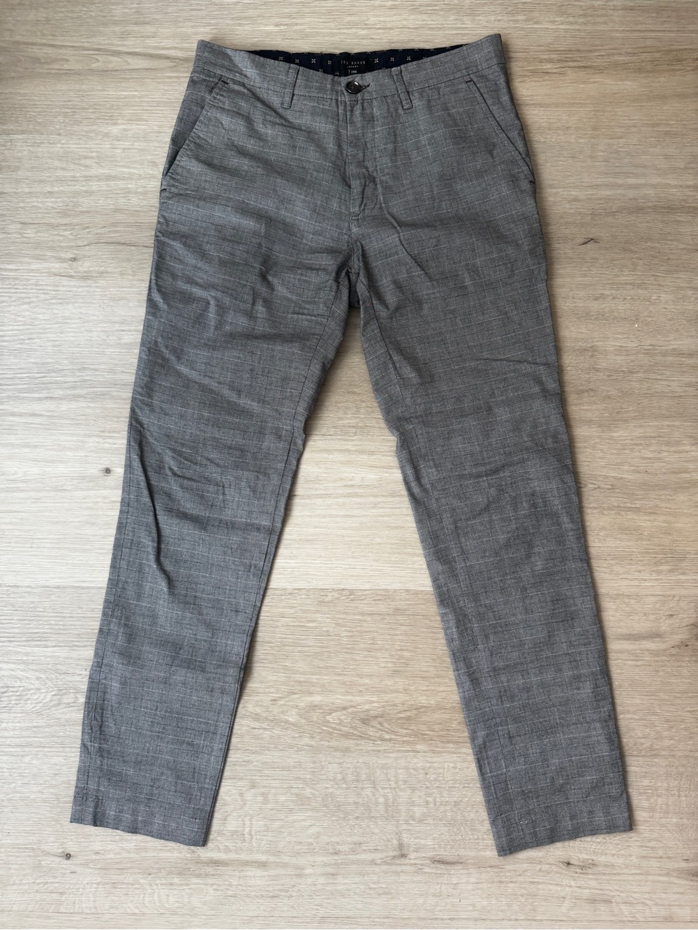 Ted Baker Gray Patterned Slim Dress Pants
